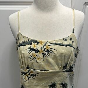 Tropical Floral Midi Dress in Cream/Tan